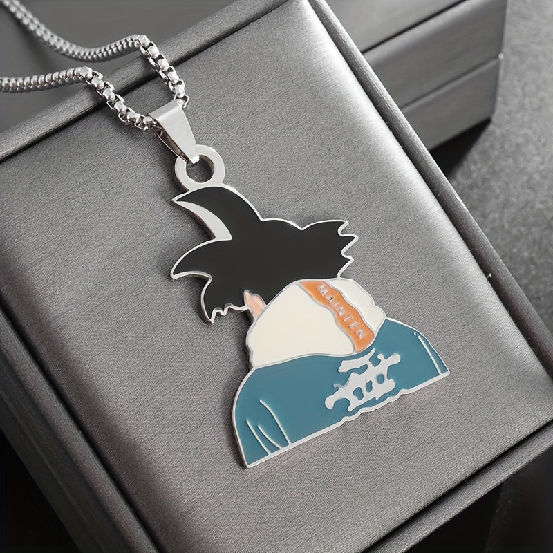 Stainless Steel Anime Pendant Necklace – Son Goku Design for Men & Women