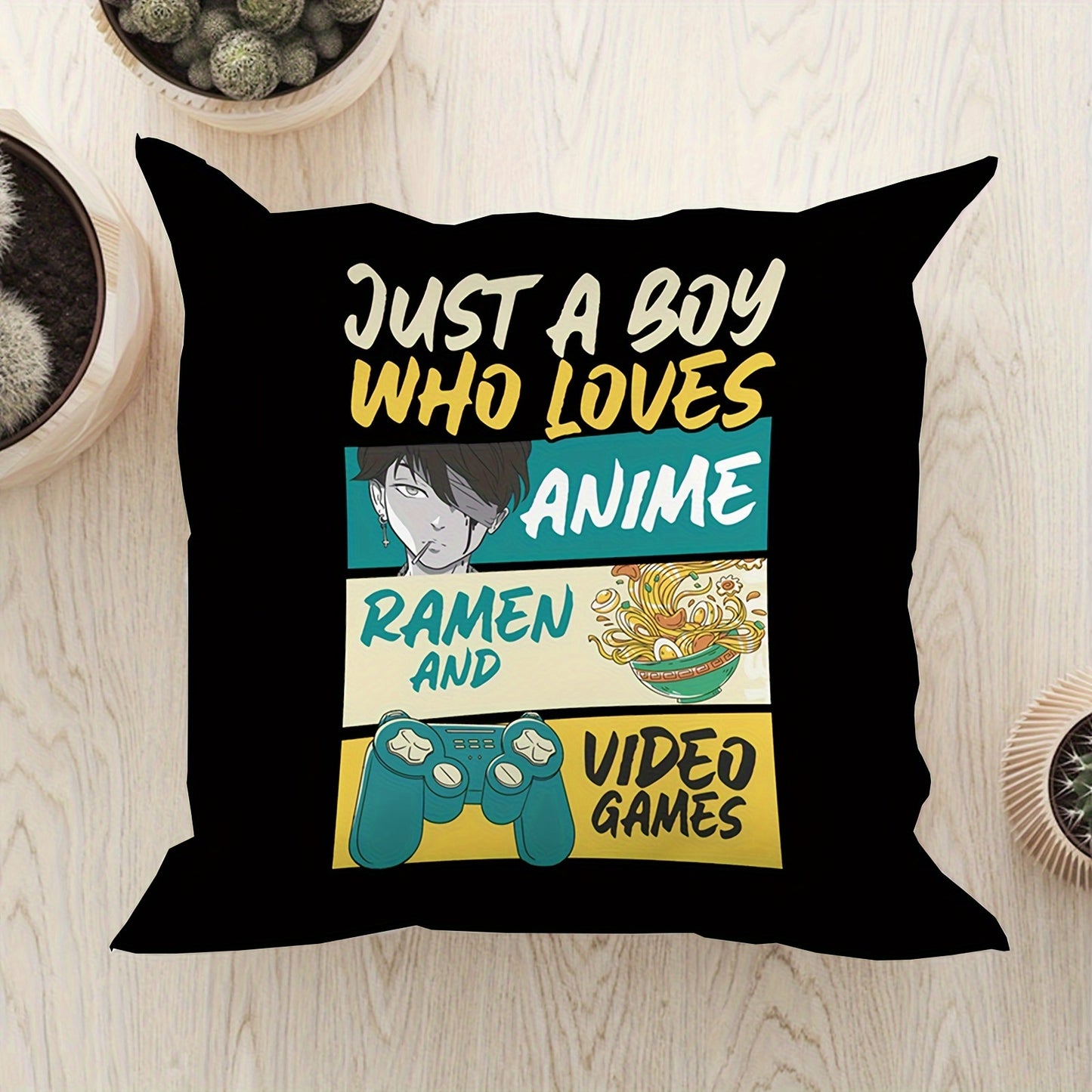 Just A Boy Who Loves Anime, Ramen And Video Gaming Pillow