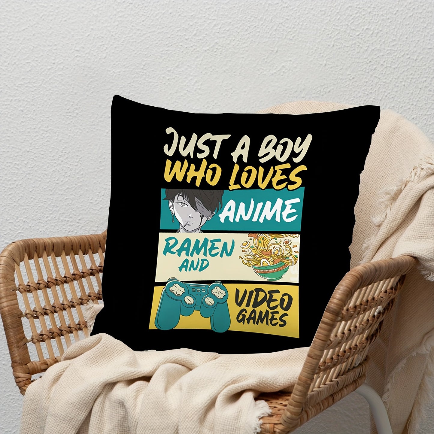 Just A Boy Who Loves Anime, Ramen And Video Gaming Pillow