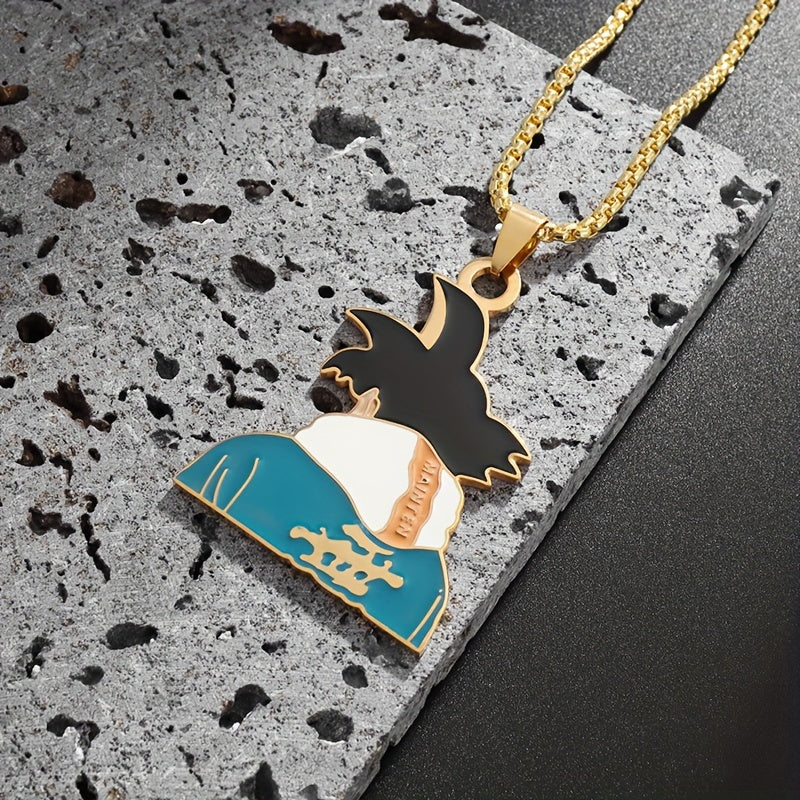 Stainless Steel Anime Pendant Necklace – Son Goku Design for Men & Women