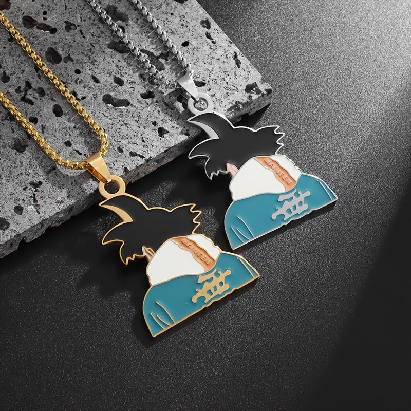 Stainless Steel Anime Pendant Necklace – Son Goku Design for Men & Women