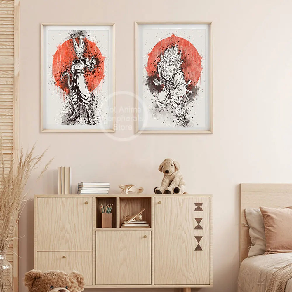 Dragon Ball Canvas Wall Art - Ink Wash Poster Room Decor & Perfect Anime Fan Gift!