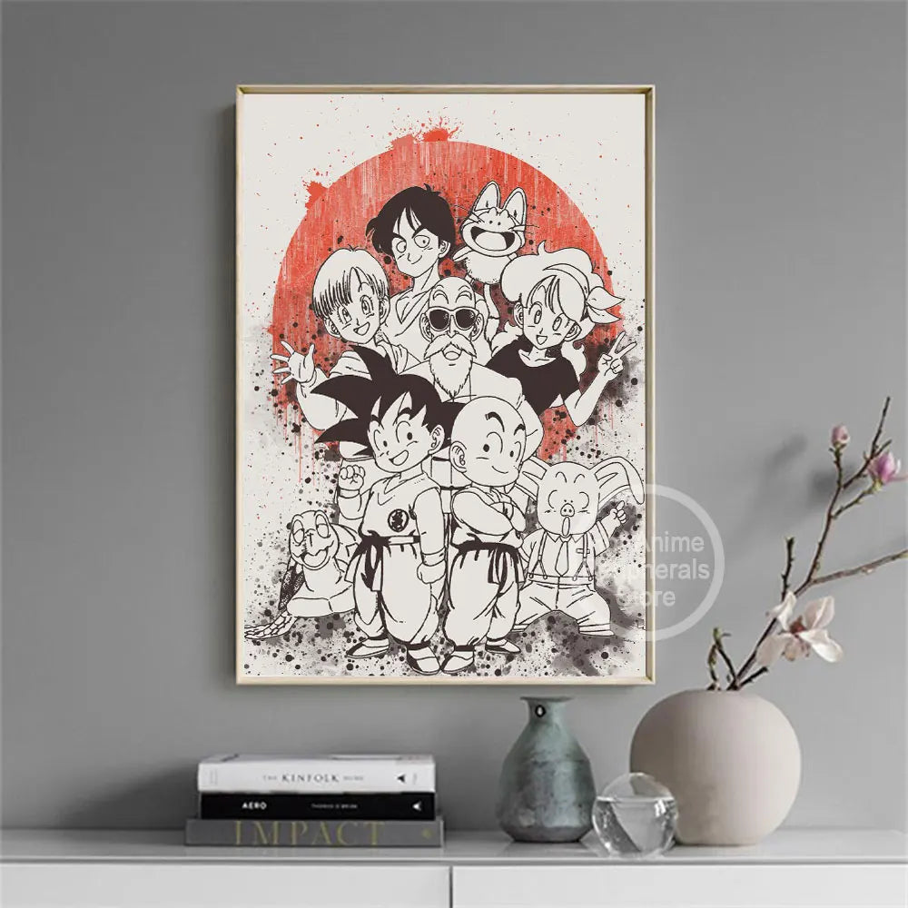 Dragon Ball Canvas Wall Art - Ink Wash Poster Room Decor & Perfect Anime Fan Gift!