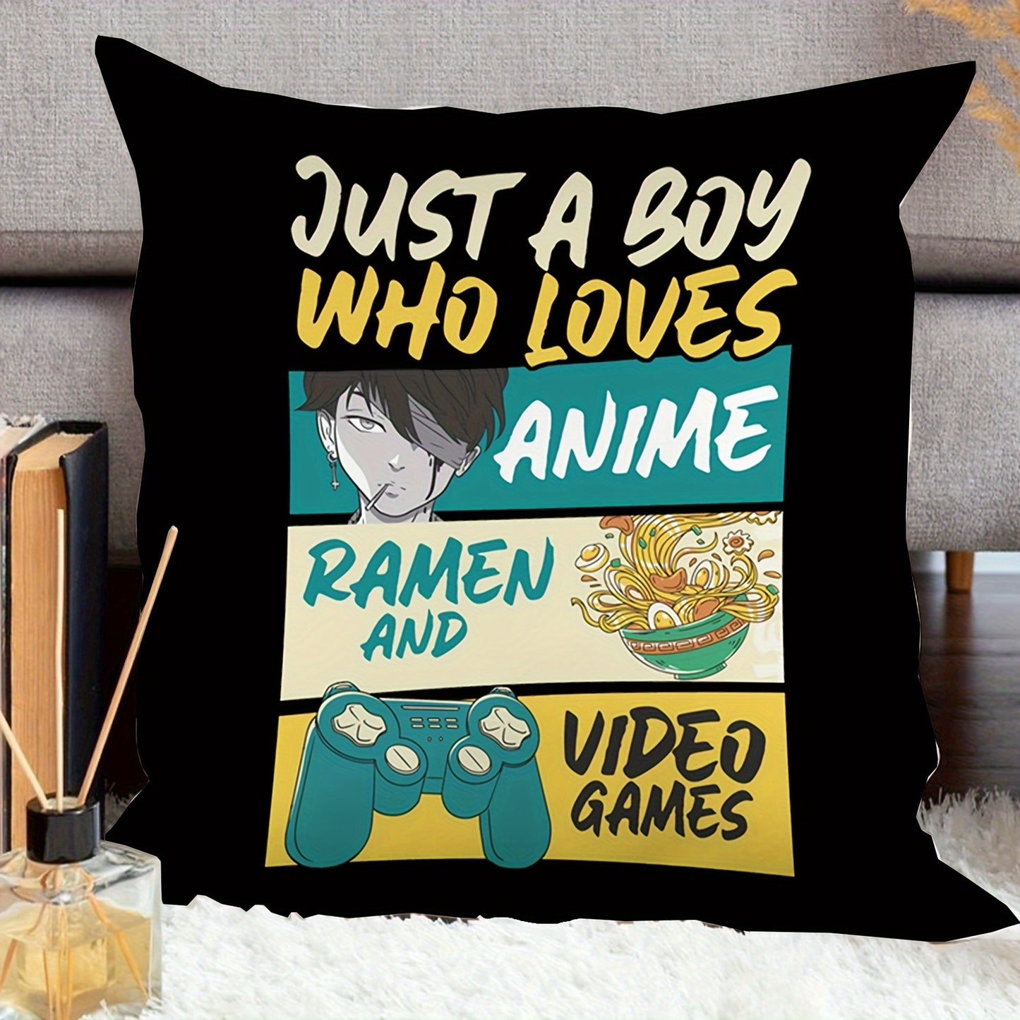 Just A Boy Who Loves Anime, Ramen And Video Gaming Pillow