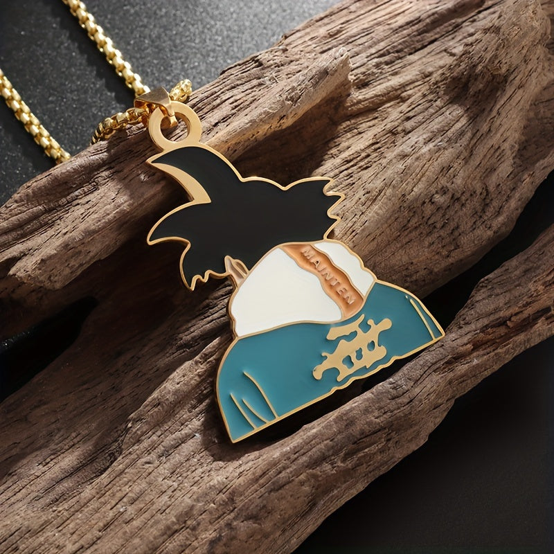 Stainless Steel Anime Pendant Necklace – Son Goku Design for Men & Women