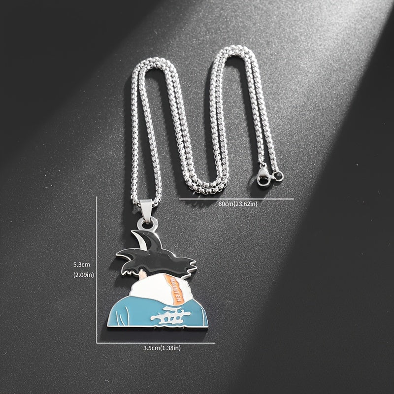 Stainless Steel Anime Pendant Necklace – Son Goku Design for Men & Women