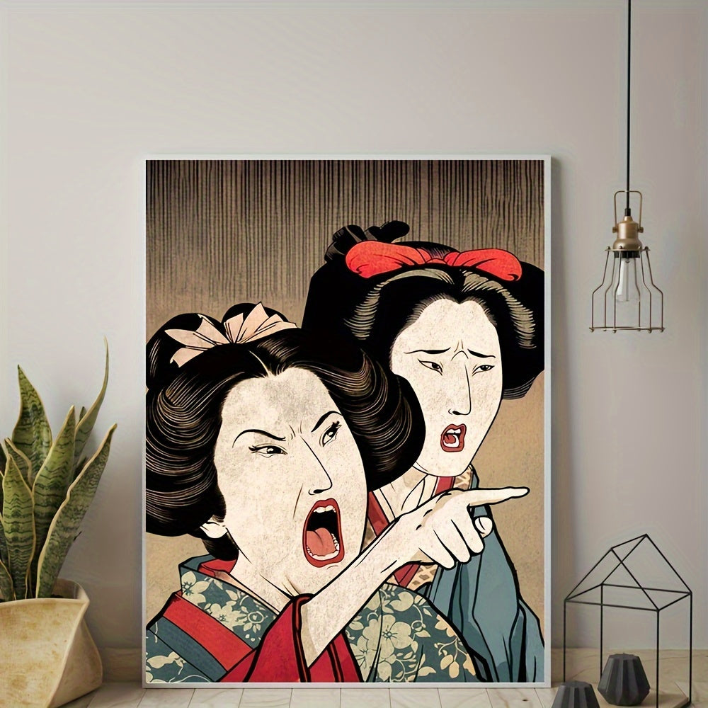 Abstract Japanese Woman & Cat Mural