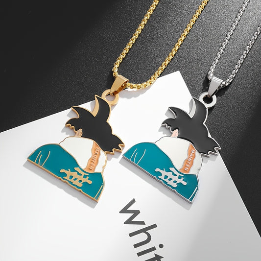 Stainless Steel Anime Pendant Necklace – Son Goku Design for Men & Women