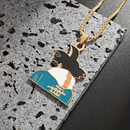 Stainless Steel Anime Pendant Necklace – Son Goku Design for Men & Women