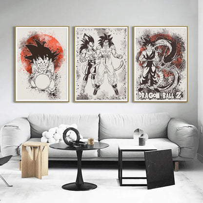 Dragon Ball  Canvas Wall Art - Ink Wash Poster  Room Decor & Perfect Anime Fan Gift!