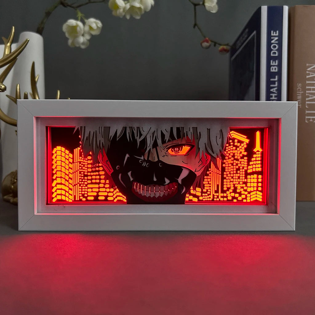 Anime Light Box Berserk Guts for Bedroom Decoration Manga Paper Carving Table Desk Lamp Anime Lightbox Guts Face Eyes