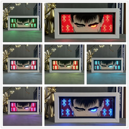 Anime Light Box Berserk Guts for Bedroom Decoration Manga Paper Carving Table Desk Lamp Anime Lightbox Guts Face Eyes